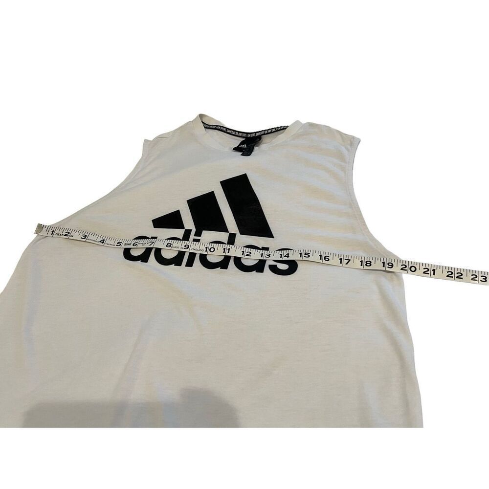 Adidas white sleeveless tank top with black large logo - M - Picture 6 of 7